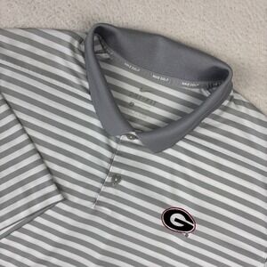 GEORGIA BULLDOGS x NIKE GOLF Mens Polo Shirt XL Gray White Performance Football